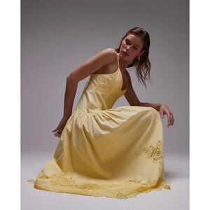 ☀️ Topshop Yellow Lace Midi Dress — Size US 10 / UK 14 / EUR 42